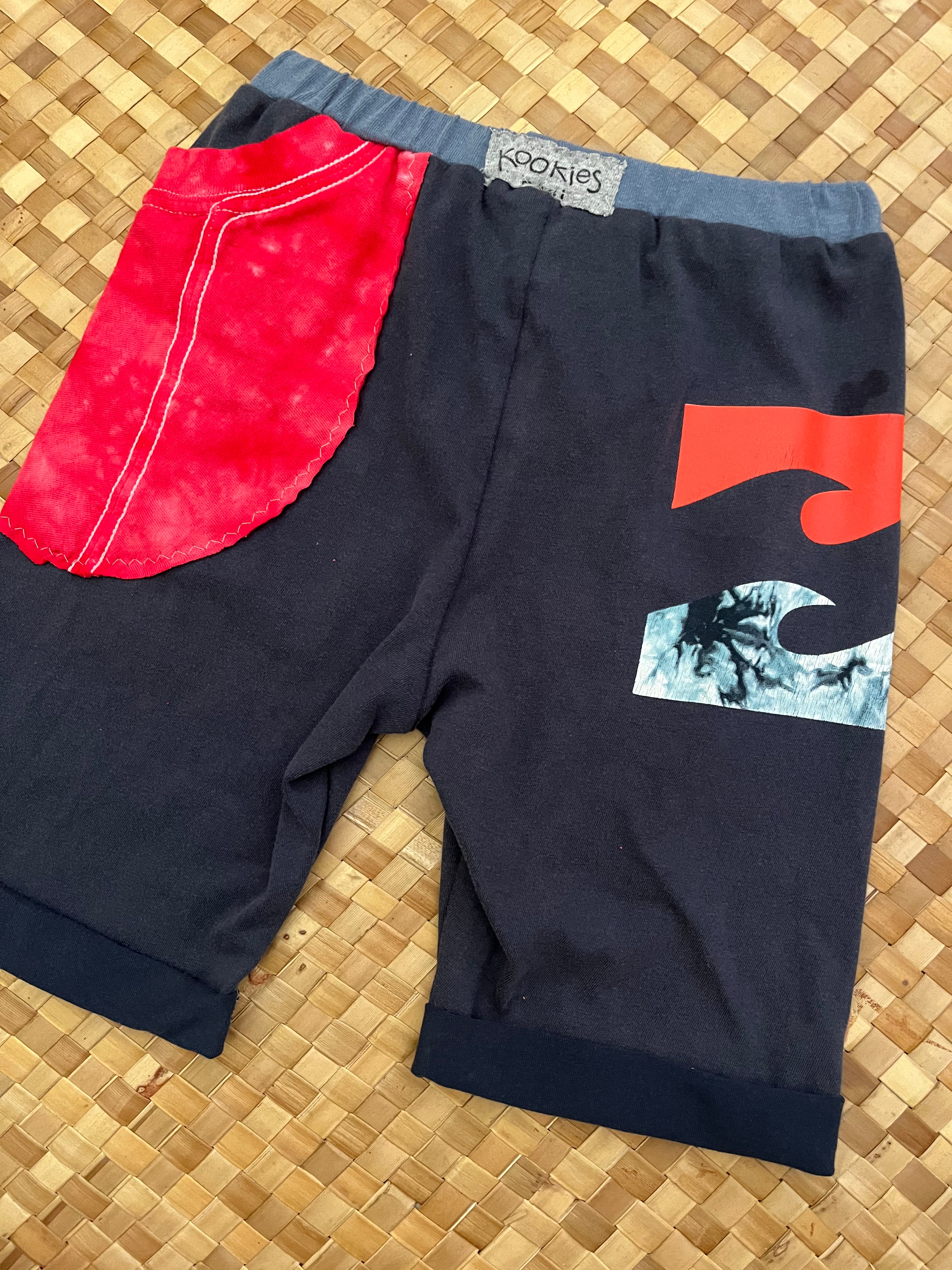 Kids Size 8 "Navy & Red Waves" Beach Comber Shorts