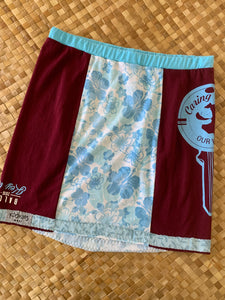 Ladies Size M "Maroon & Blue Floral Key Club" Short Pencil Skirt