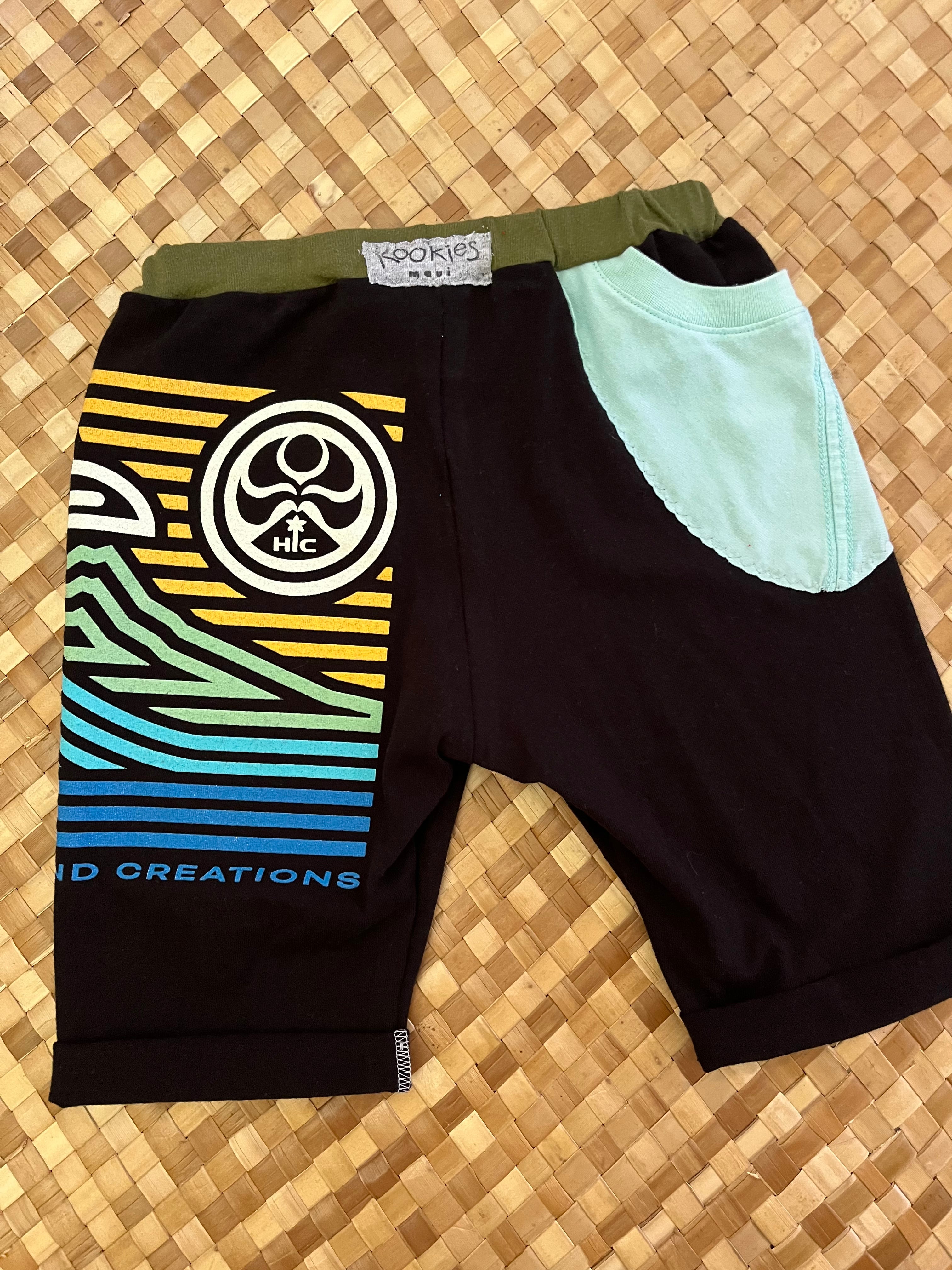 Kids Size 6 "Blues & Black Wave" Beach Comber Shorts