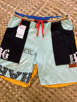 Load image into Gallery viewer, Mens Size M &quot;Teal &amp; Yellow Kodak Gold&quot; Kanikapila Shorts
