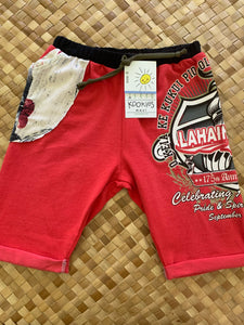 Kids Size 6 "Red & Black Lahainaluna" Beach Comber Shorts