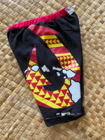 Load image into Gallery viewer, Kids Size 6 &quot;Black &amp; Red Fish Hook and Islands&quot; Beach Comber Shorts
