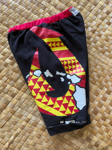 Kids Size 6 "Black & Red Fish Hook and Islands" Beach Comber Shorts