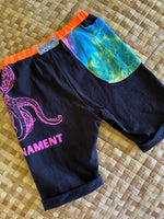 Load image into Gallery viewer, Kids Size 8 "Black &amp; Neon Octopus" Beach Comber Shorts
