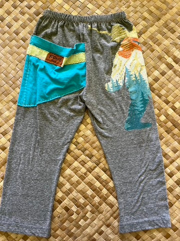 Kids Size 6 "Grey & Teal Big Foot" ʻOpihi Picker Pants