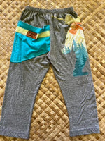 Load image into Gallery viewer, Kids Size 6 &quot;Grey &amp; Teal Big Foot&quot; ʻOpihi Picker Pants
