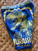 Load image into Gallery viewer, Kids Size 4 &quot;Blue &amp; Red Jurassic Park&quot; Beach Comber Shorts
