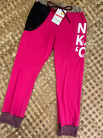 Load image into Gallery viewer, Kids Size 8 &quot;Pink &amp; Black Maui No Ka Oi&quot; Holoholo Pants
