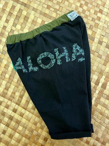 Kids Size 8 "Green & Black Shaka Aloha" Beach Comber Shorts