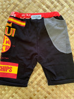 Load image into Gallery viewer, Kids Size 8 &quot;Black &amp; Red Maui Potato Chips&quot; Beach Comber Shorts
