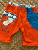 Load image into Gallery viewer, Kids Size 6 &quot;Orange &amp; Teal Maui Lightening Bolt&quot; Beach Comber Shorts
