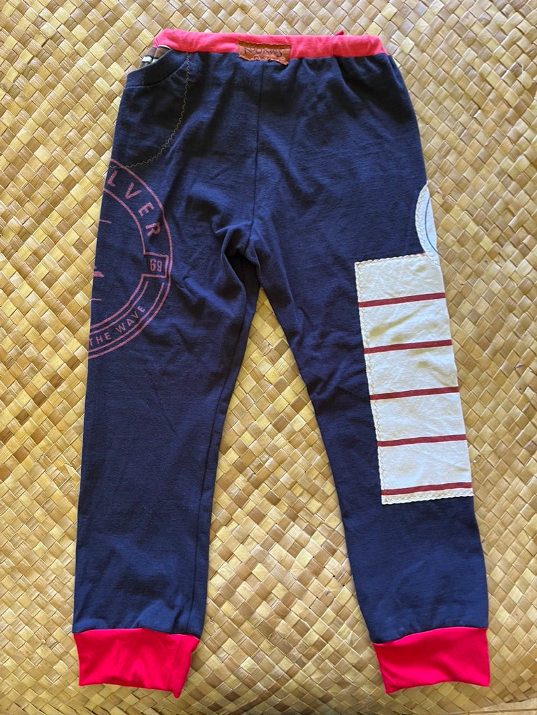 Kids Size 8 "Dark Blue Wave and Sea Bird" Holoholo Pants