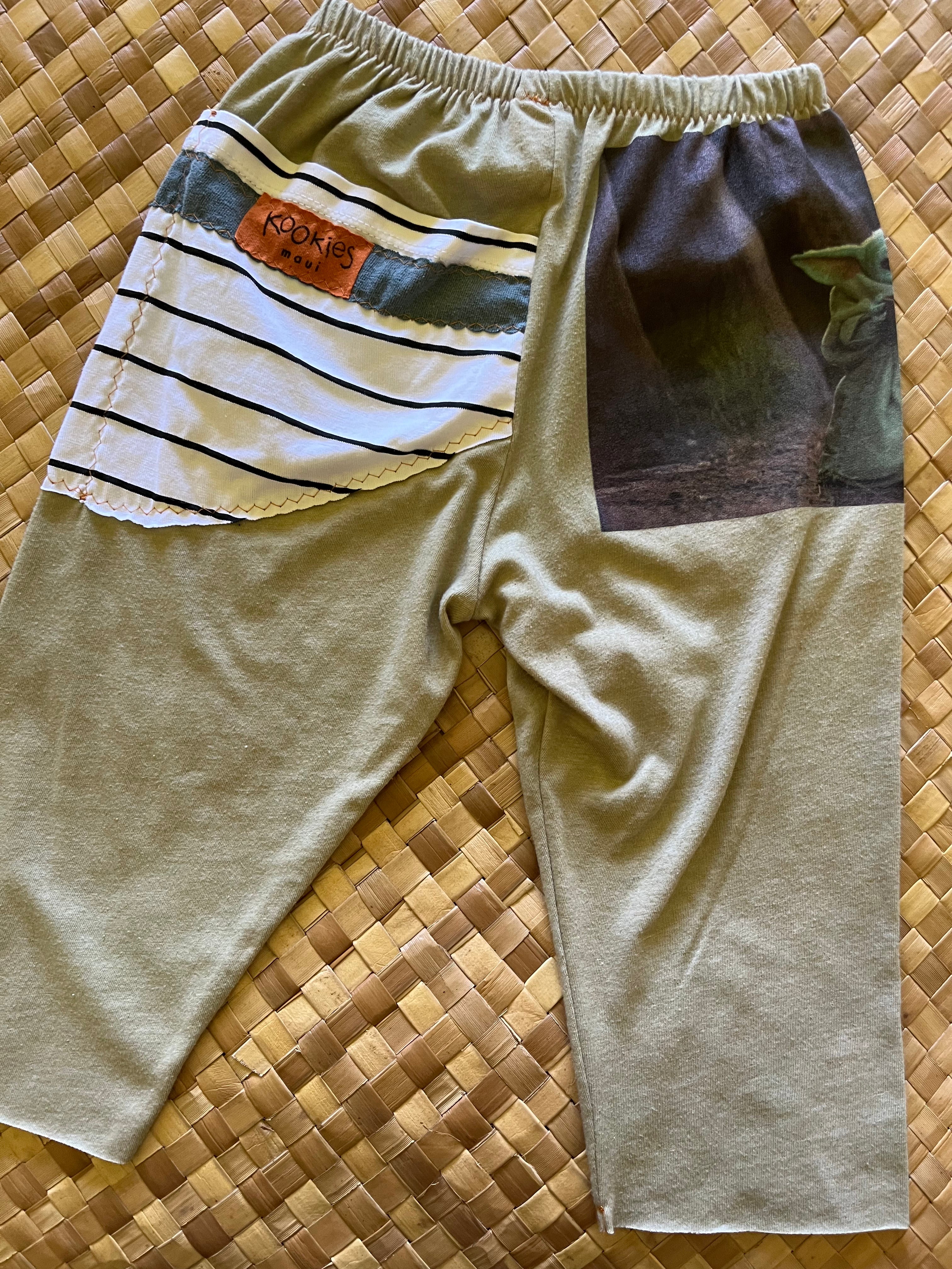 Kids Size 2 "Sage Green & Stripes Baby Yoda" ʻOpihi Picker Pants