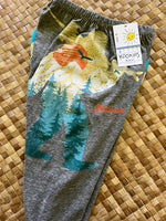 Load image into Gallery viewer, Kids Size 6 &quot;Grey &amp; Teal Big Foot&quot; ʻOpihi Picker Pants
