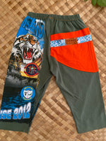 Load image into Gallery viewer, Kids Size 2 &quot;Olive &amp; Orange Tiger and Planes&quot; ʻOpihi Picker Pants
