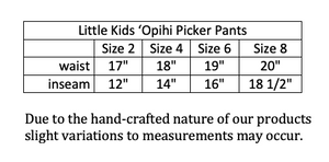 Kids Size 2 "Olive & Orange Tiger and Planes" ʻOpihi Picker Pants