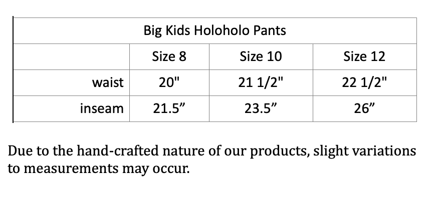 Kids Size 10 "Blue & Rust Local" Holoholo Pants