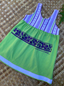 Kids Size 2 "Lime & Lavender Floral" Kuʻuipo Dress